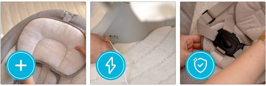 Kidnort Ηλεκτρικό Relax Μωρού Κούνια με Μουσική Γκρι για Παιδί έως 9kg
