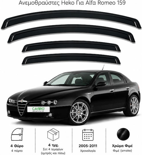 Heko Set deflectoare de vânt Dark Fime pentru Alfa Romeo Alfa 159 4buc