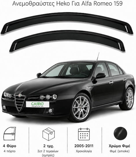 Heko Satz Windabweiser Vordere Dark Fime für Alfa Romeo Spinne / 4C / Alfetta / 8C / Brera 2Stück