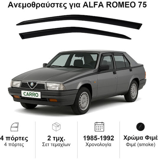 Heko Set of Windbreakers Front Car Dark Fime for Alfa Romeo Alfa 75 2pcs