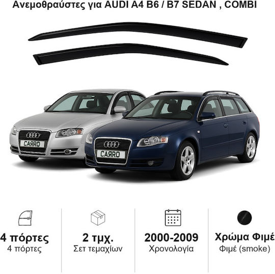 Heko Set of Windbreakers Front Car Dark Fime for Audi A4 2pcs