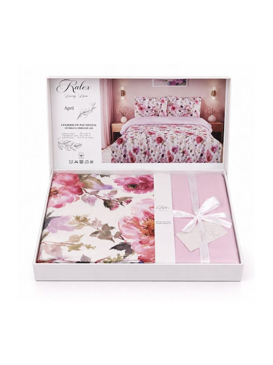 Pucioasa Set Huse Pentru Pilote 240x250cm Supradublu Cu 2 Fețe De Pernă Și 1 Cearșaf Albastru Deschis
