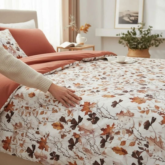 Pucioasa Duvet Cover Set 240x250cm Super King With 2 Pillowcases & 1 Bed Sheet Autumn Leaves
