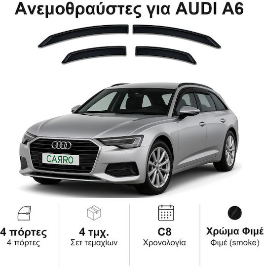 Heko Satz Windabweiser Vordere und Hintere Dark Fime für Audi A6 4Stück