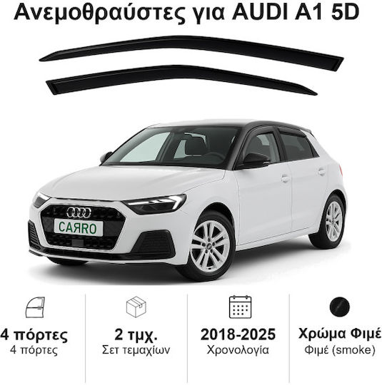 Heko Set of Windbreakers Front Car Dark Fime for Audi A1 5D 2018+ 2pcs