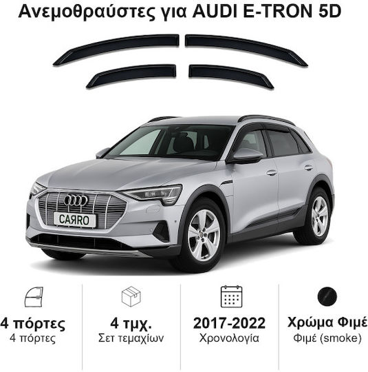Heko Set of Windbreakers Front and Rear Car Dark Fime for Audi e-tron 4pcs