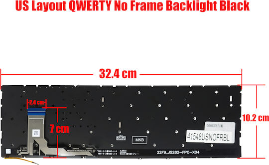 Laptop Keyboard Asus Vivobook K3605 K3605zv K3605vc X1504va X1504za S1504va 90nb11u1-r30fr0 90nb11d2-r30us0 90nb1022-r31fr0 US No Frame Backlight Black Code 41548usnofrbl