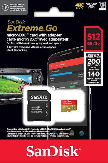 Sandisk Extreme SDXC 512GB U3 V30 με αντάπτορα