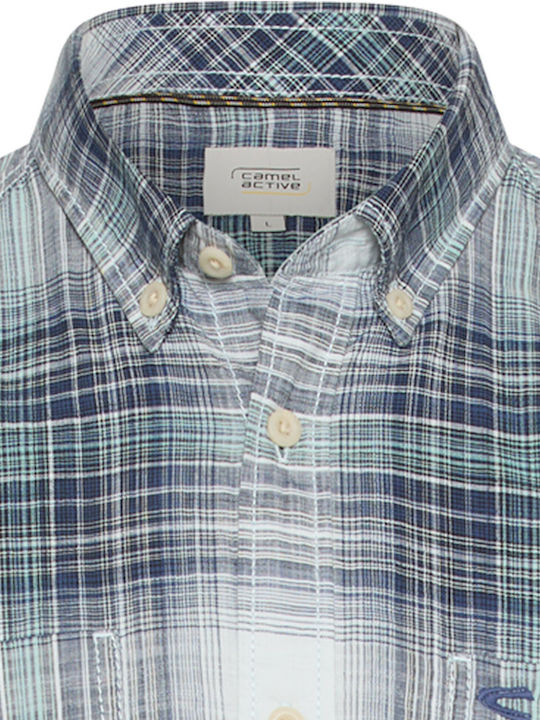 Short Sleeve Checked Blue Shirt