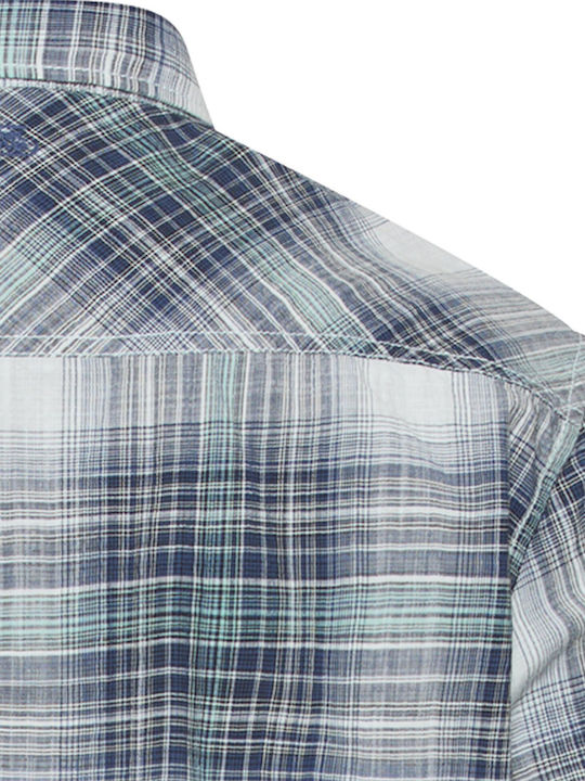 Short Sleeve Checked Blue Shirt