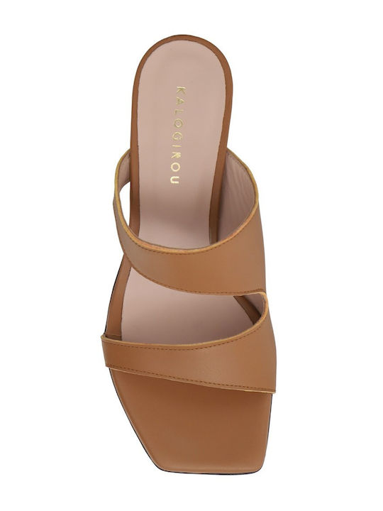 Damen Sandalen aus Leder Tabac Braun Virgina