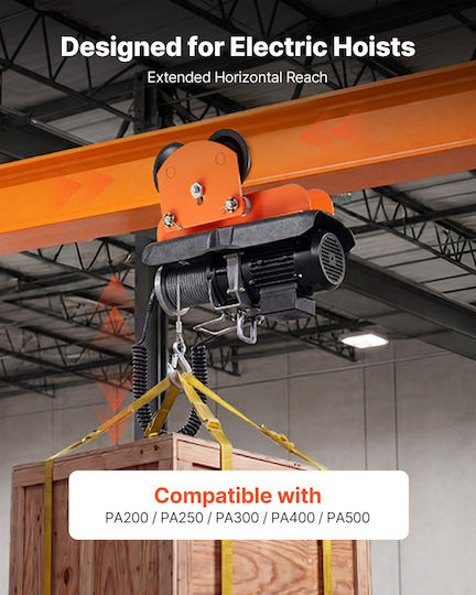 Troler Manual de Ridicare Electrică Vevor Capacitate de Încărcare 0,5 Tone Pa200 Pa250 Pa300 Pa400 Pa500 Troler pentru Grindă cu Roți Duble Lățime Reglabilă a Flanșei Grinzii 68-110 Mm Grindă Dreaptă Curbată I