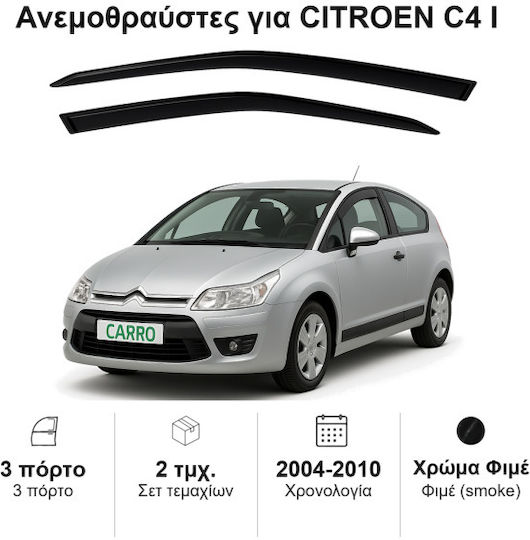 Heko Set deflectoare de vânt Dark Fime pentru Citroen C4 3D 2004-2010 2buc