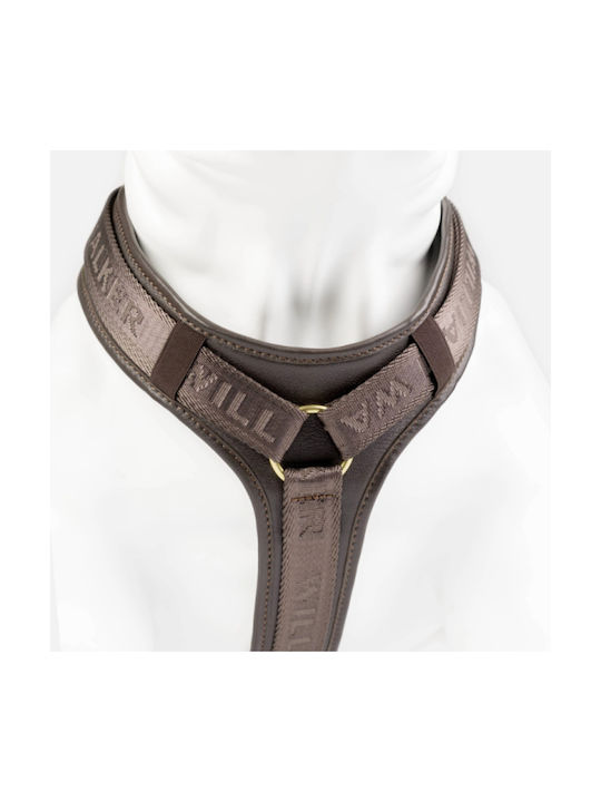 William Walker Leather Dog Harness Plain Premium Brown Y-Harness Soft Leather Small 46-63cm