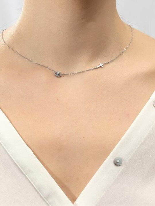 Eforo Eforo Necklace with Silver and Blue Zircon