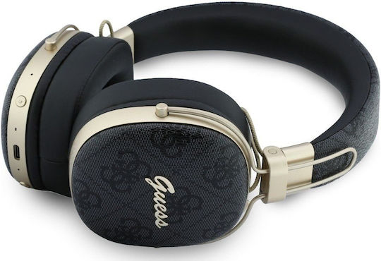 Guess Metal 4G Script Wireless Bluetooth Over Ear Headphones with 2 Hours Playing Time Black