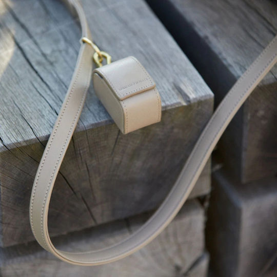 William Walker Foldable Dog Leash Lead Leather in Beige Color