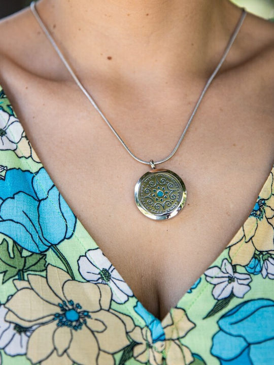 Asmee Mandala Pendant Snake Chain Aromatherapy Stainless Steel 2.5 Cm
