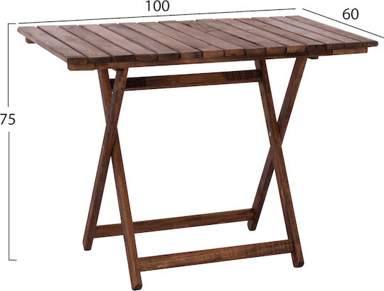 Foldable Outdoor Wooden Table Limnos Walnut 101.5x63x75cm