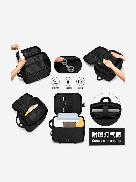 Ormi Rz29053 Travel Backpack 40x20x30cm Cabin Size Air Compression System Laptop Compartment & Large Capacity Black