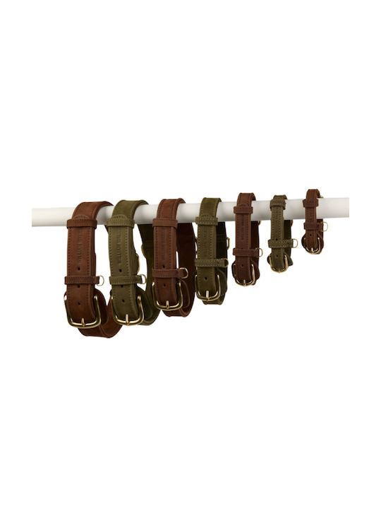 William Walker Waterproof Leather Dog Collar Nubuck Brown Heritage Collection Large 43cm