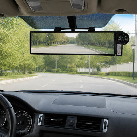Car Interior Mirror Thermometer Compass 32.5x7.6cm Oem