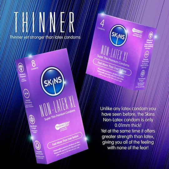 Skins Condoms 4pcs 57mm for Large Sizes Thin for Natural Feeling Natural