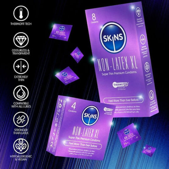 Skins Condoms 4pcs 57mm for Large Sizes Thin for Natural Feeling Natural