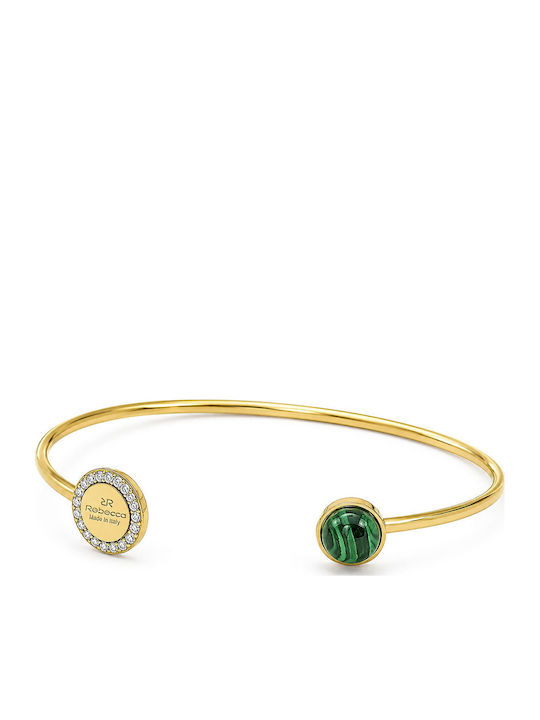 Rebecca Women's Bracelet Handcuffs made of Brass Gold Plated with Zircon