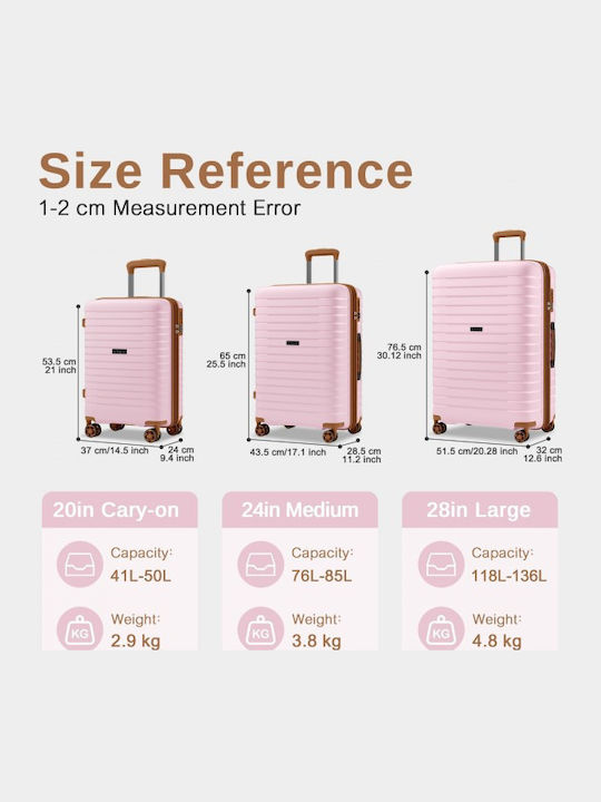 Miss Lulu Suitcases Hard Pink And Brown