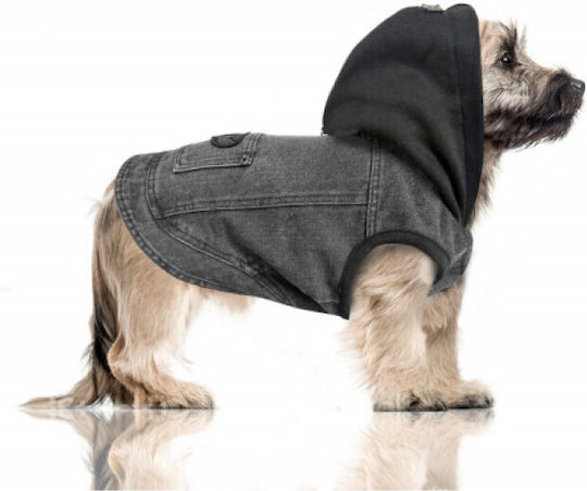 Milk & Pepper Dog Coat Fleece Hooded Grey With Back Length 43 cm
