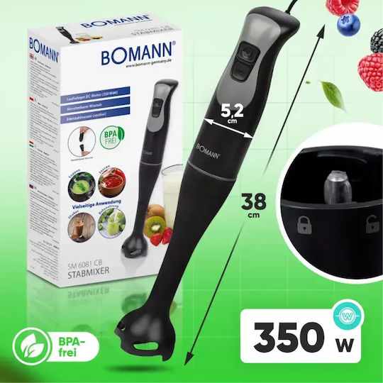 Bomann Ραβδομπλέντερ με Πλαστική Ράβδο 350W Μαύρο