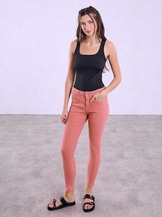 Celestino Дамски Джинси Skinny Едноцветни Slim Fit Тъмно Розови
