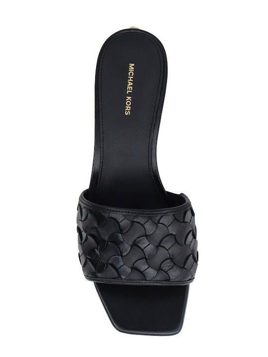 Leather Mules With Low Heel In Black Colour