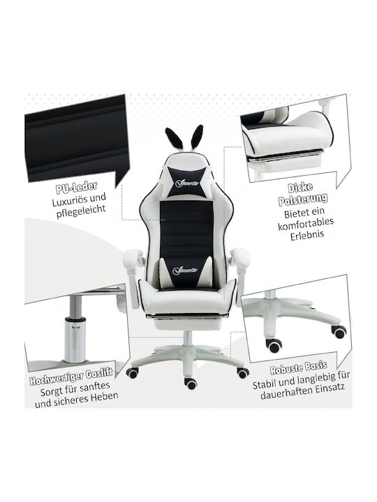Vinsetto 921-621V00BK Καρέκλα Gaming Δερματίνης με Υποπόδιο Μαύρη