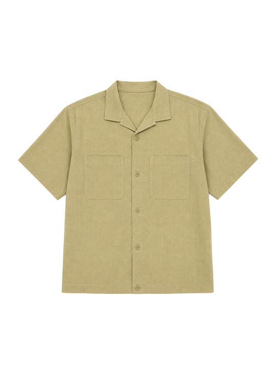 Cămașă Denim Mâneca Scurtă Linie Regular Fit Bej