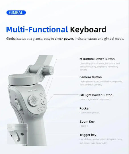 Tokqi M01 Gimbal pentru telefon mobil cu 8 ore de funcționare