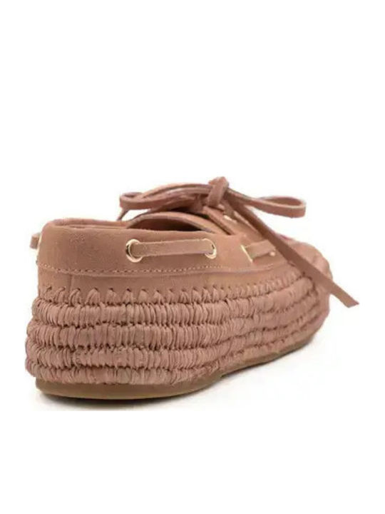 Leather Women's Boat Shoes In Pink Color