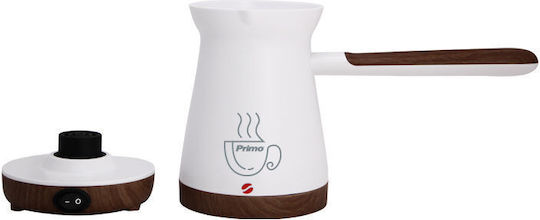 Primo Elektrische griechische Kaffeekanne 800W mit Gewicht 250ml Weiß/Wooden