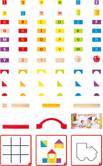 Hape Cuburi de construit Educative Grow-With-Me Din Lemn pentru 1-6 Ani 80 Buc