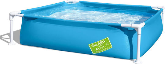 Piscină pentru copii pătrată PVC 365 l cu cadru metalic 122x122x30.5 cm albastră