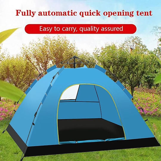 Cort Camping Igloo de Cățărare Depozitare Albastră 4 Anotimpuri pentru 3 Persoane Impermeabilă 3000mm 200x140x115cm