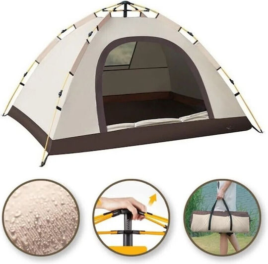 Cort Camping Igloo de Cățărare Depozitare Gri 4 Anotimpuri pentru 3 Persoane Impermeabilă 3000mm 200x140x115cm