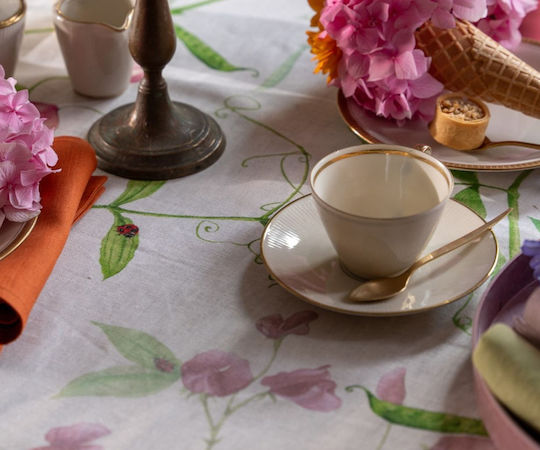 Tessitura Toscana Telerie Linen Tablecloth Petits Green 140x170cm