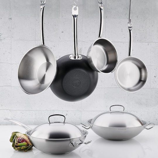 Korkmaz Proline Wok aus Rostfreiem Stahl mit Antihaftbeschichtung 32cm