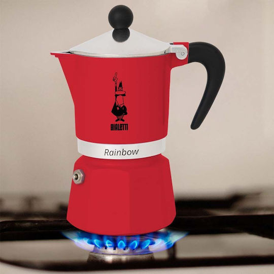 Bialetti Rainbow Кафеварка За Еспресо 3 Чаши Червена