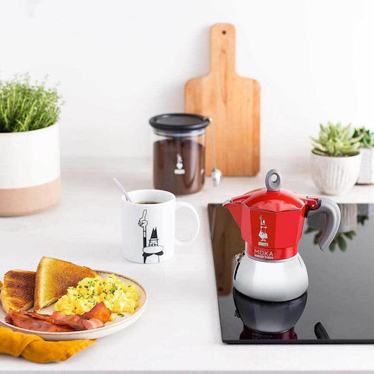 Bialetti Moka Induction Μπρίκι Espresso 2cups Κόκκινο
