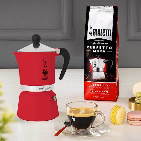 Bialetti Rainbow Espressokocher für den Herd 6 Tassen Rote