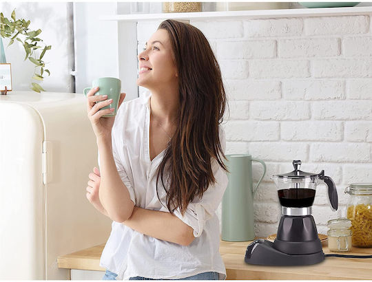 Beper Elektrisches Espressokocher für den Herd 3 Tassen 400W Schwarzes