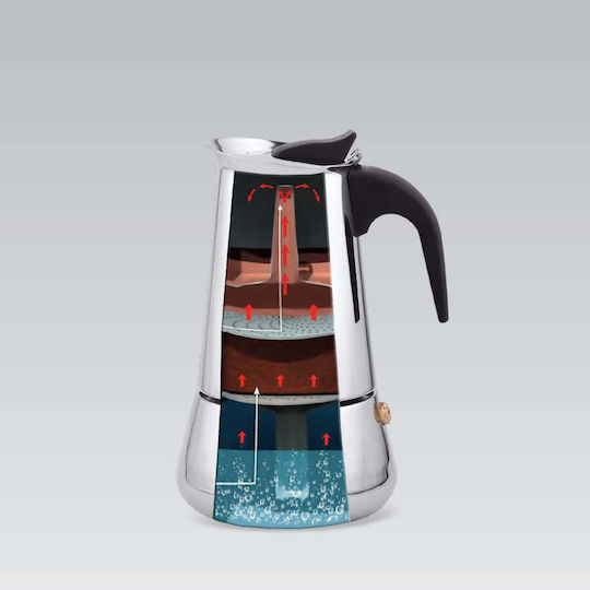 Maestro Μπρίκι Espresso 6cups Inox Μαύρο